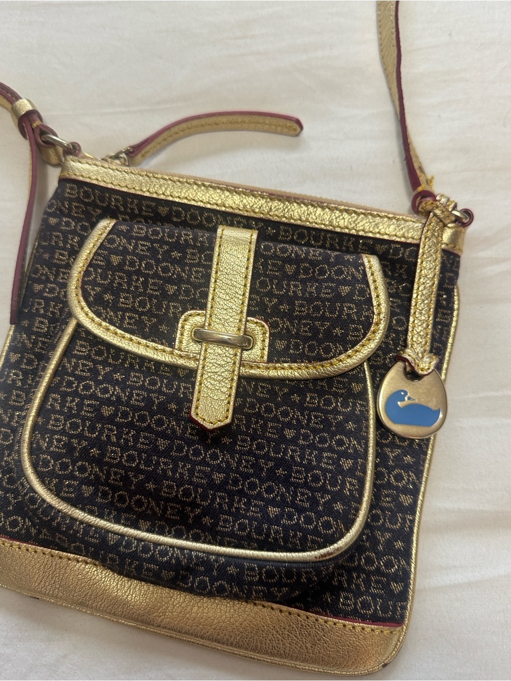 Dooney & Bourke Black with Gold Trim Logo Crossbody Bag - Picture 3 of 6